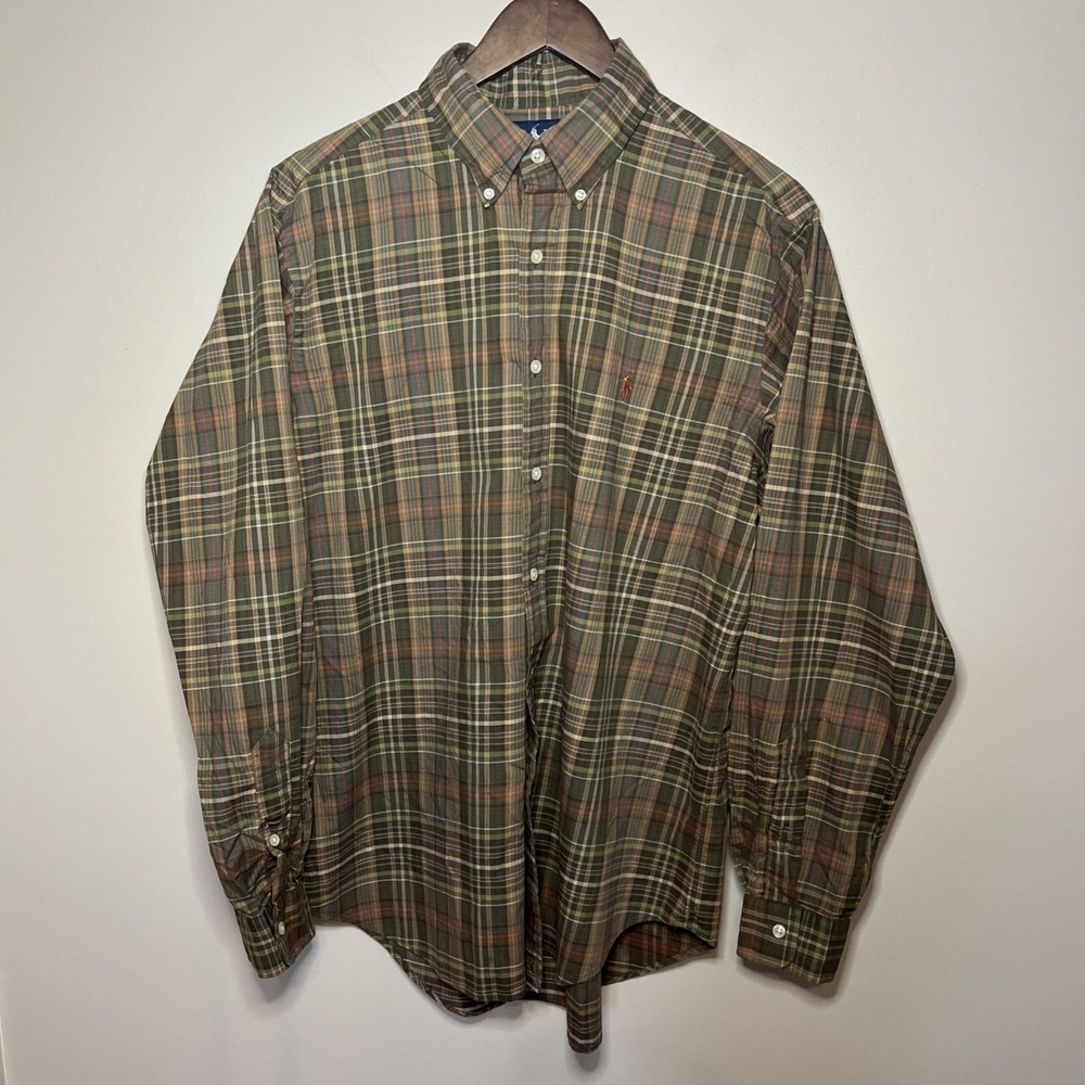 RALPH LAUREN Classic Fit Men's Long Sleeve Plaid Button Dress Shirt Sz 16‎ / L